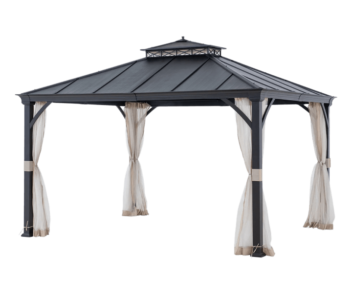 Crown Lattice Hardtop Patio Gazebo 11' x 13',  Matte Black
