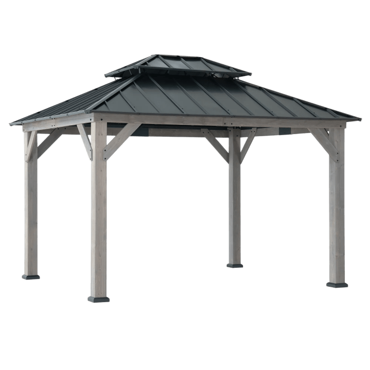 Double-Tier Cedar Gazebo 10' x 12' - Driftwood Cedar