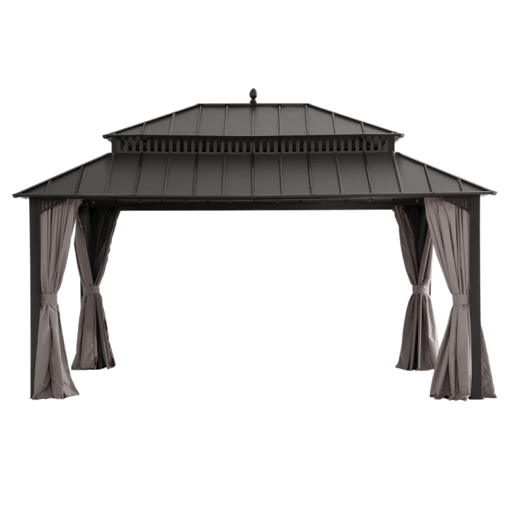 Kingston Aluminum Gazebo - Espresso Brown, 12' x 16'