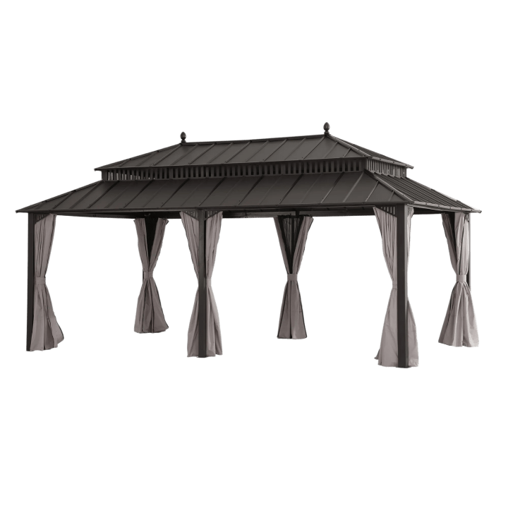 Kingston Aluminum Gazebo - Espresso Brown, 12' x 20'