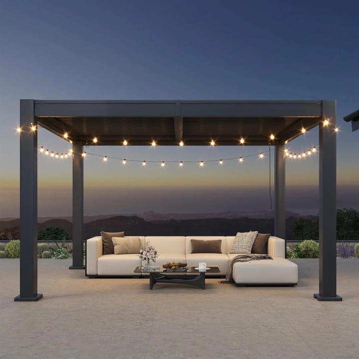 Louvered Pergola 10x12 - 12' x 10' / White