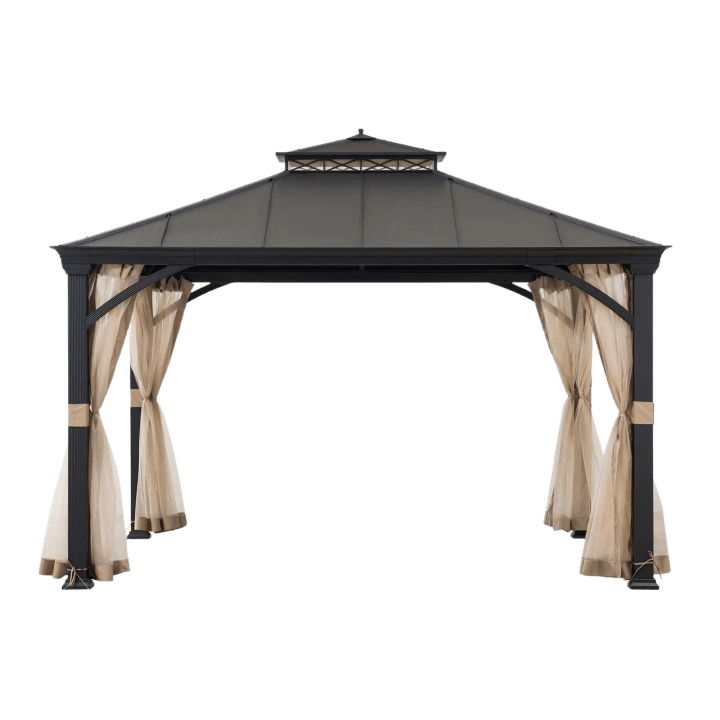 Metal Gazebo with Aluminum Frame and Privacy Netting, 11' x 13'