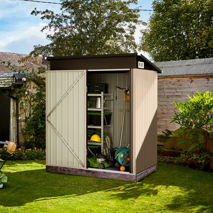 Metal Lean-To Storage Shed without Base - 5' x 3' / Brown