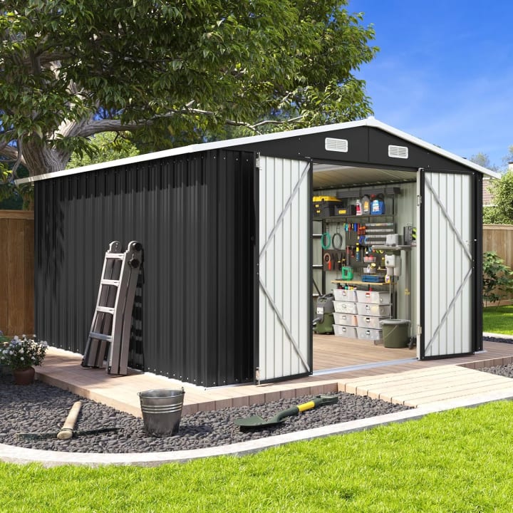 Metal Storage Shed - 10' x 12' / Black