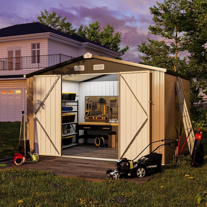 Metal Storage Shed - 10' x 8' / Brown