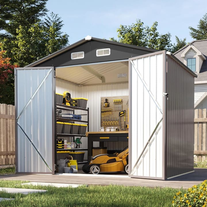 Metal Storage Shed - 8' x 6' / Brown