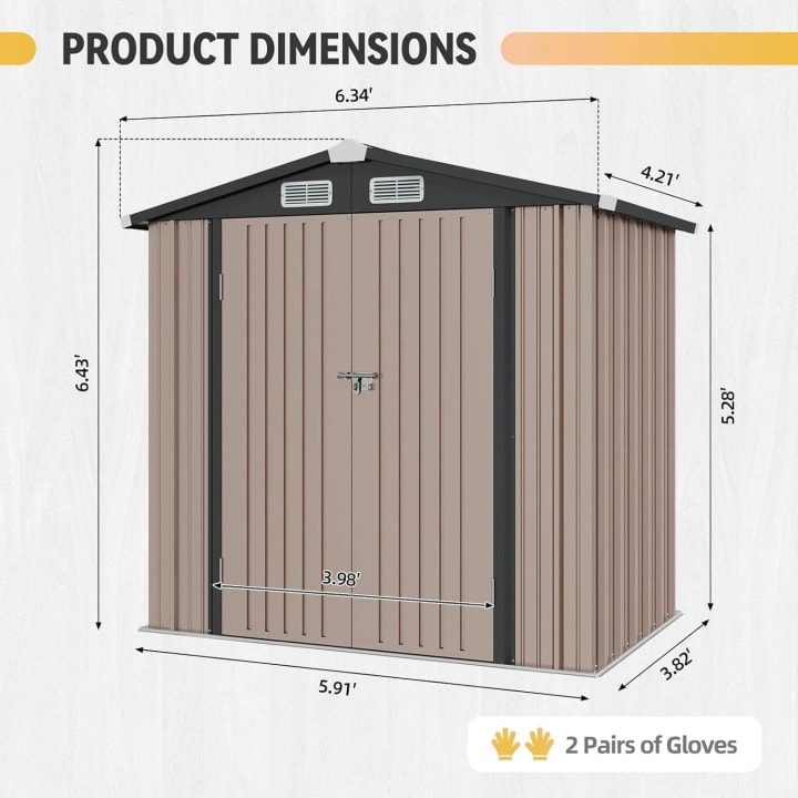 Metal Storage Shed with Floor - 6' x 4'