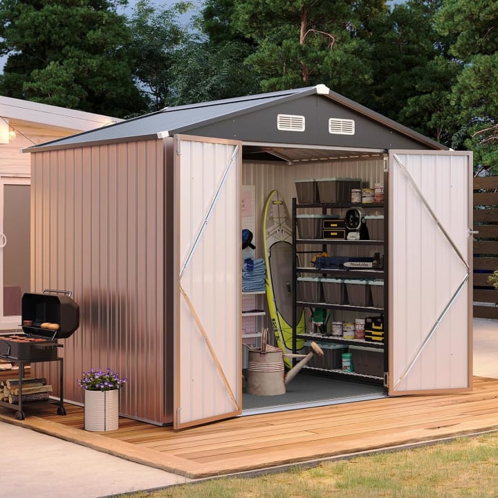 Metal Storage Shed with Floor - 8' x 6'