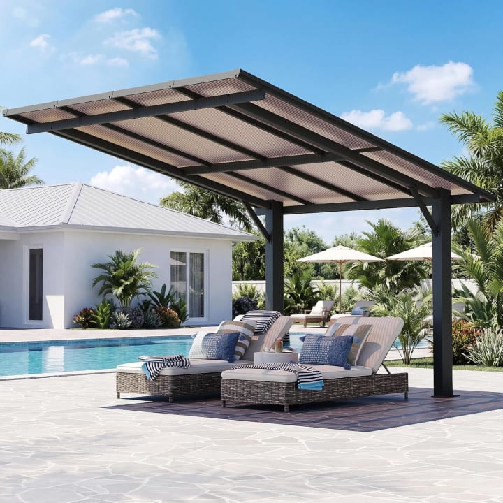Pergola Waterproof UV Resistant - 10' x 8' / Black