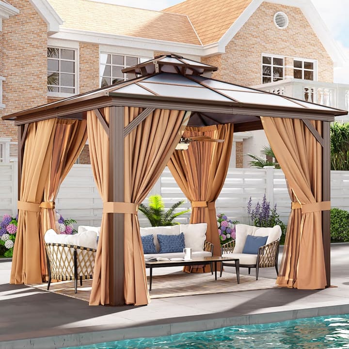 Polycarbonate Hardtop Gazebo, Brown - 10' x 10' / Brown