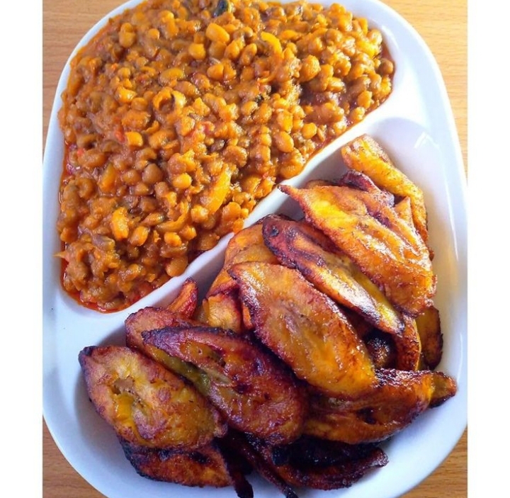 Beans and fried Plantain
