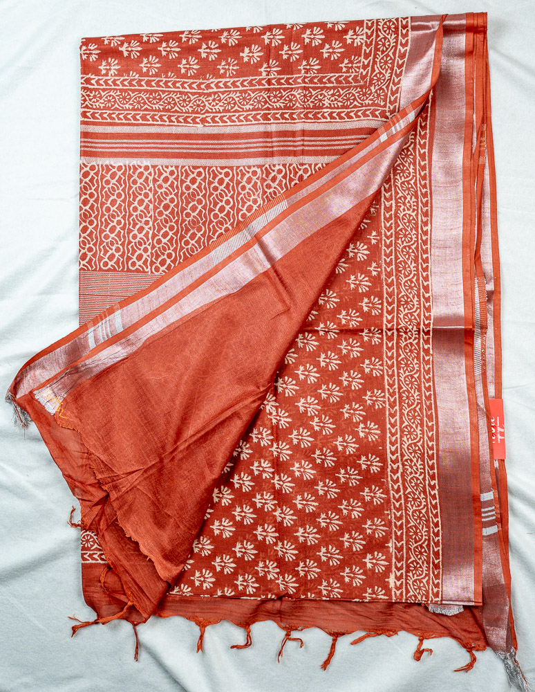 Pure Linen Cotton  - Rust Orange