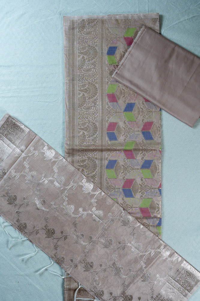 Dress Materials - Chandari Cotton - Halfwhite