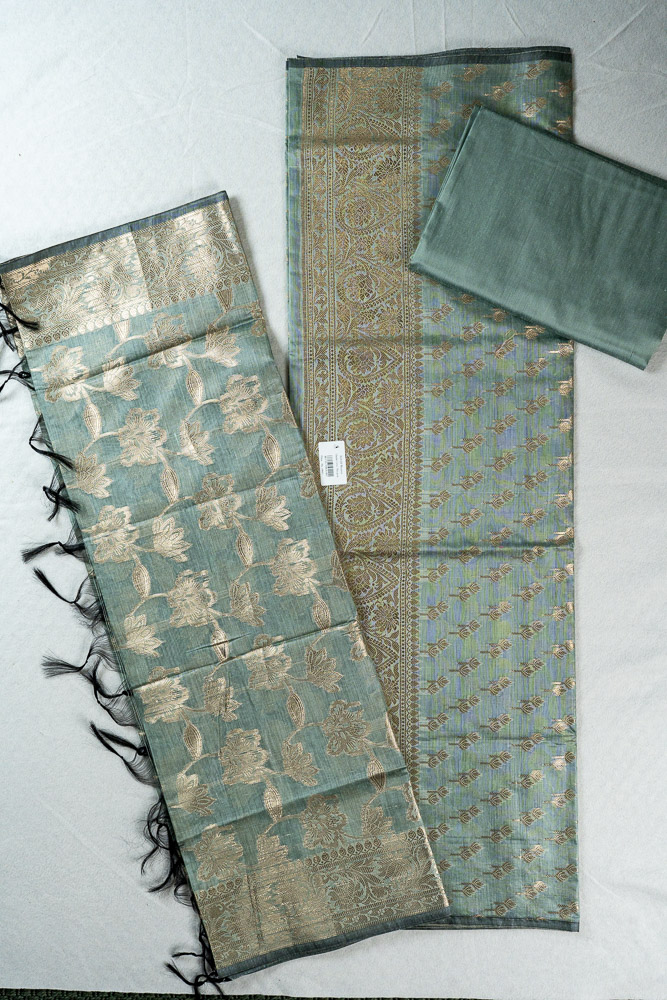 Dress Materials - Chandari Cotton - Pista green