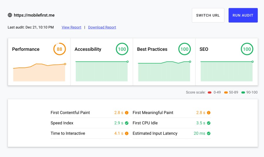 web.dev/measure result