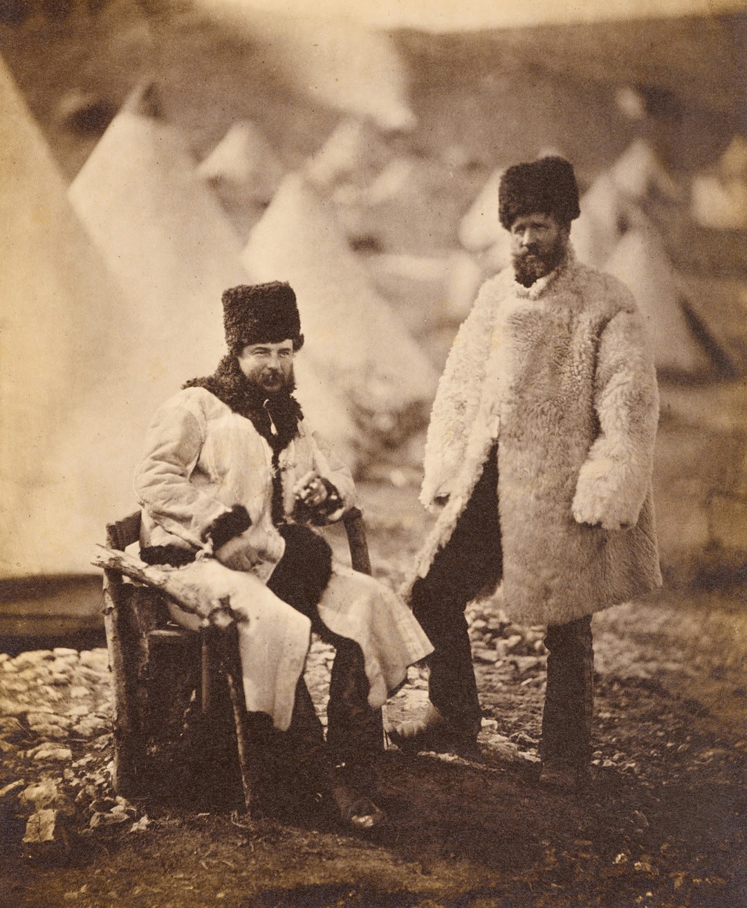 Captain Brown of the 4th Light Dragoons, with servant, in winter dress.