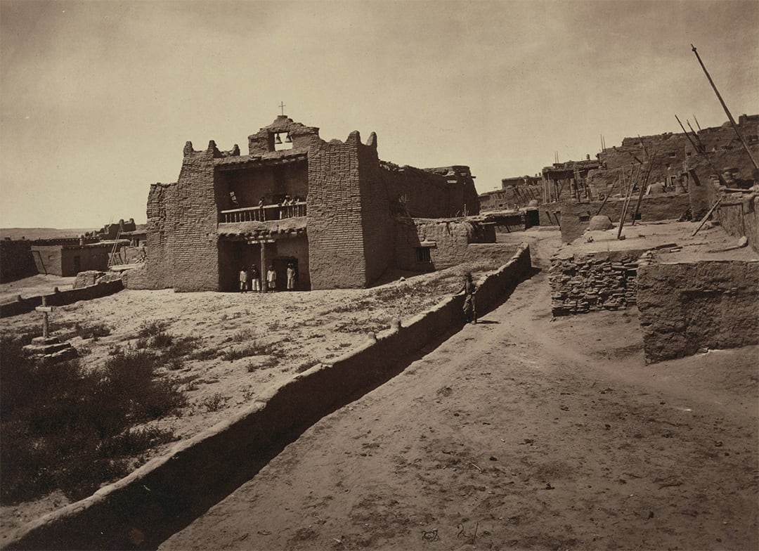 Old Mission Church, Zuni Pueblo, N. M., View from the Plaza,1873; Photo by Timothy H. O'Sullivan.