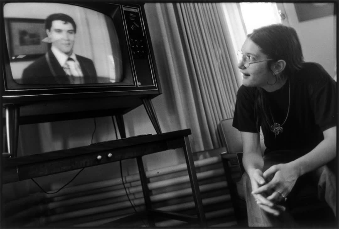 Beth watching TV, Ward 81, Oregon State Hospital, Salem, Oregon 1976