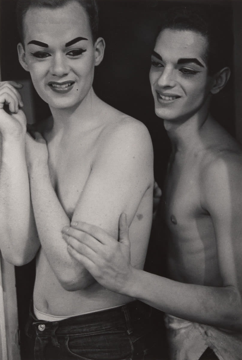 Two female impersonators backstage, N.Y.C.
1960