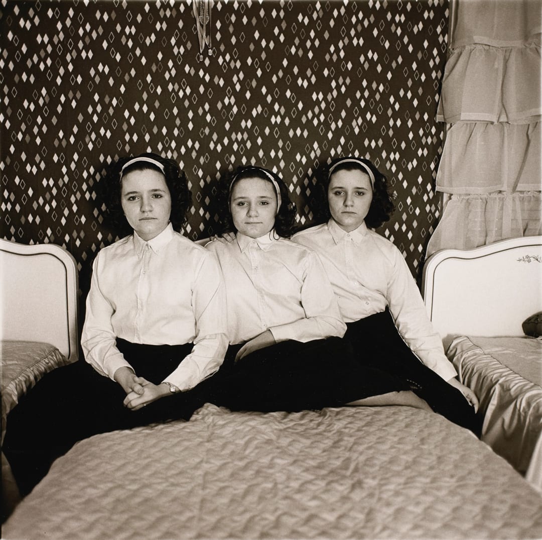 Triplets in their bedroom, N.J. 1963