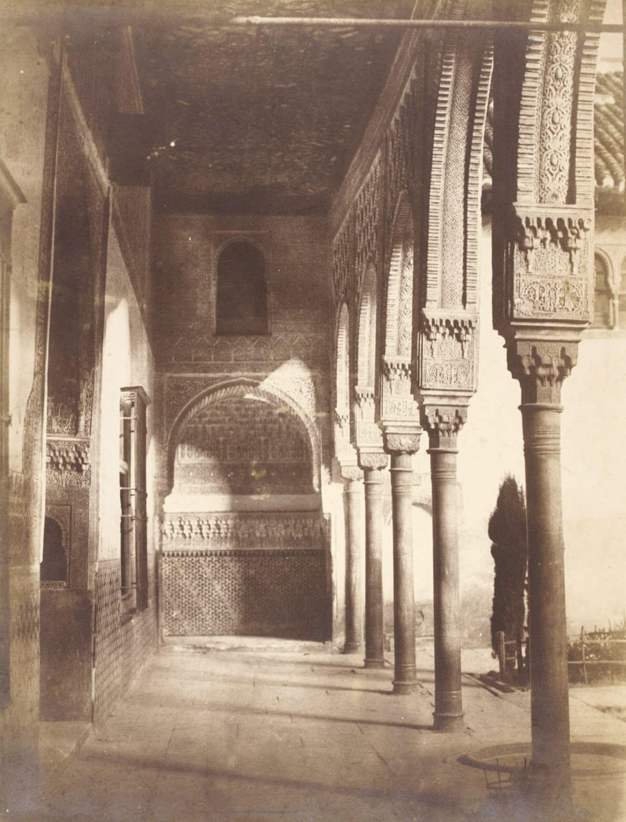 Alhambra, north gallery and the gate-arch of the west entrance of the Court of the Myrtles, ca. 1854