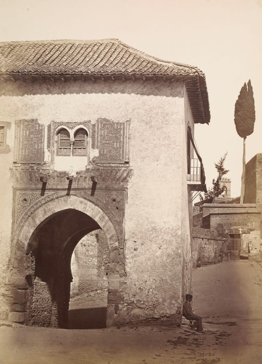 East façade of the Puerta del Vino [Gate of the Wine], Granda, Spain, ca. 1859