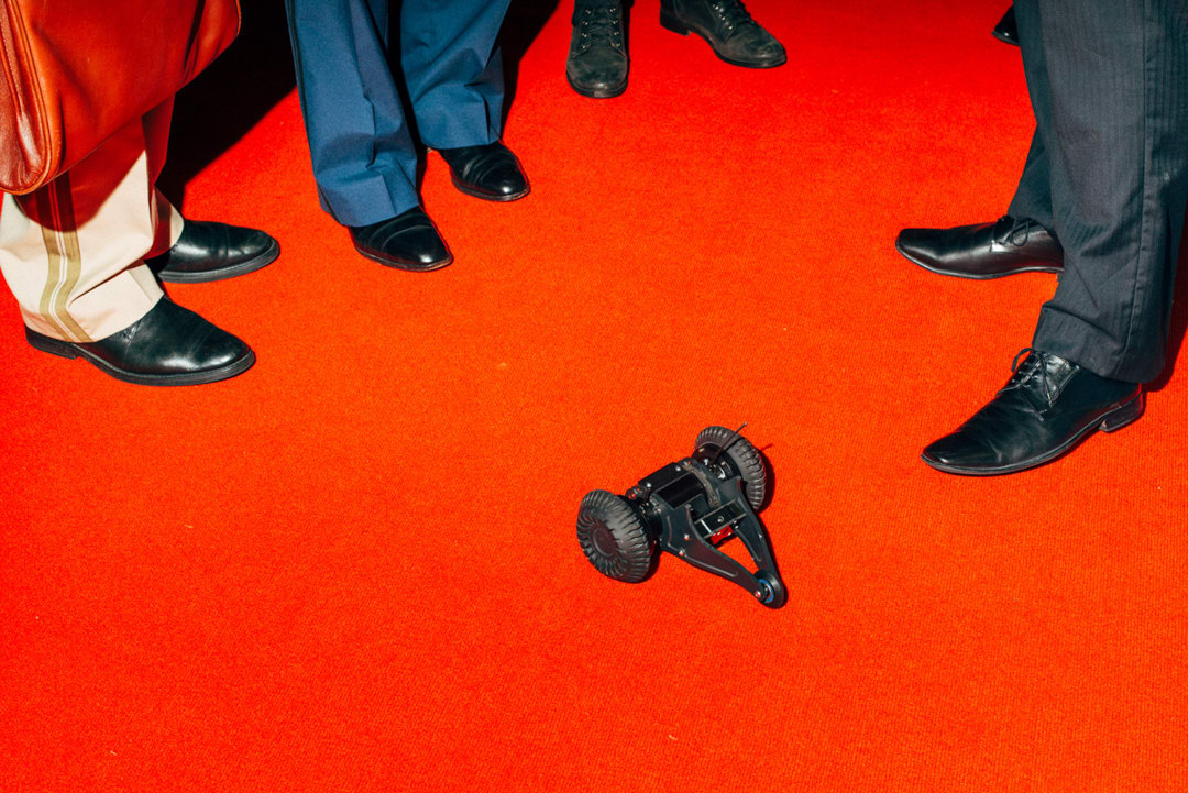 Demonstration of a tactical throwable robot, a counter-terrorism device used to carry out reconnaissance operations. It ca...