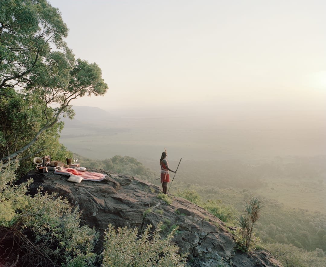 ‘Out of Africa’ champagne picnic experience. Masai Mara luxury safari. Kenya