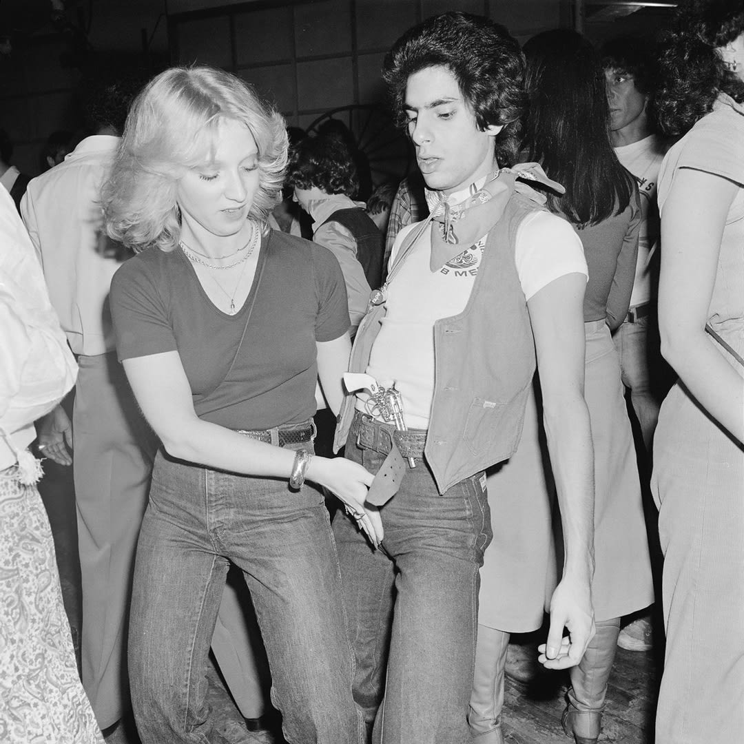 Dancing hand to Crotch, Hurrah Wild Wild West Party, NY, NY, March 1978. © Meryl Meisler. Usage: merylmeisler.com. Prints:...