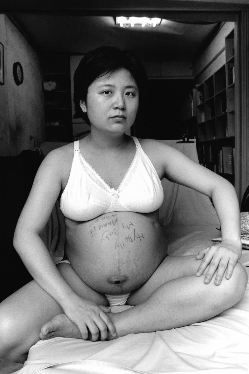 The day before I was due to give birth, 2001