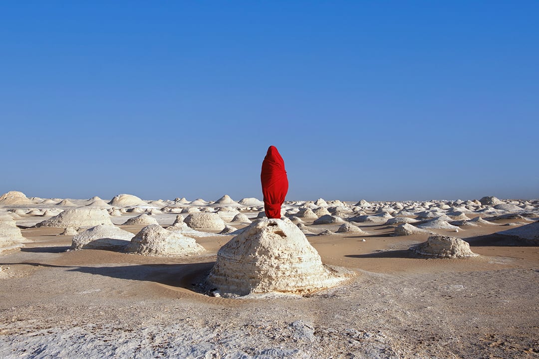 Red Mummy in the White Desert, Sahara Desert, 2008