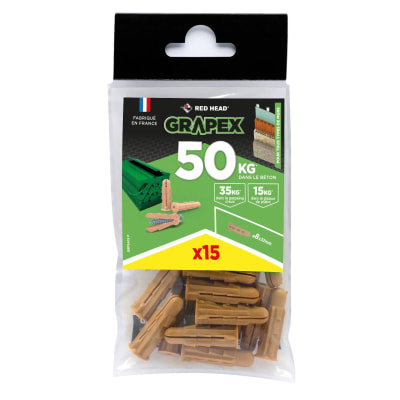 Cheville Grapex Ø 8 x 32 mm avec vis Ø 5 x 50 / 15 unit