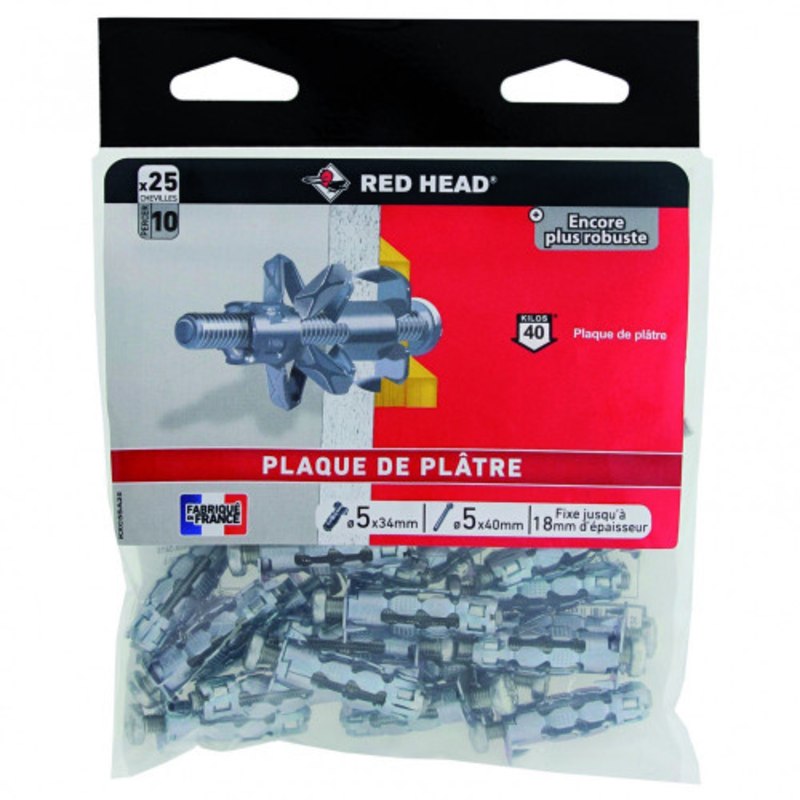 Cheville Klix Ø 5 x 34 mm avec vis / 25 unités - RH