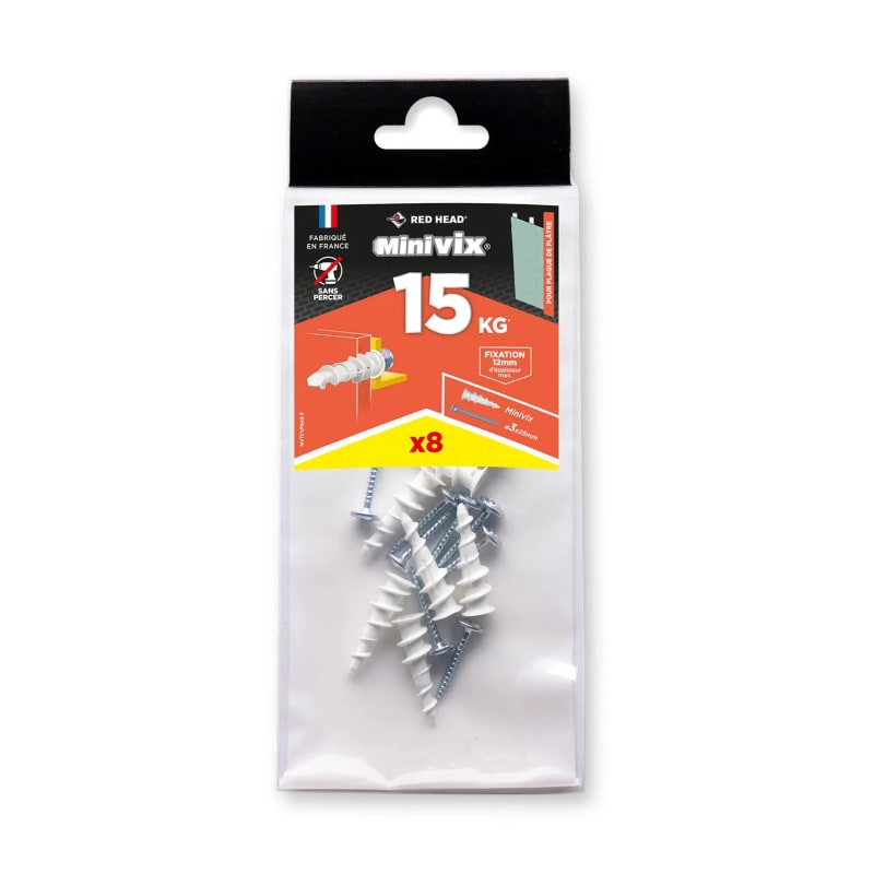 Cheville Minivix Ø 3 x 25 mm avec vis TR / 20 unités -