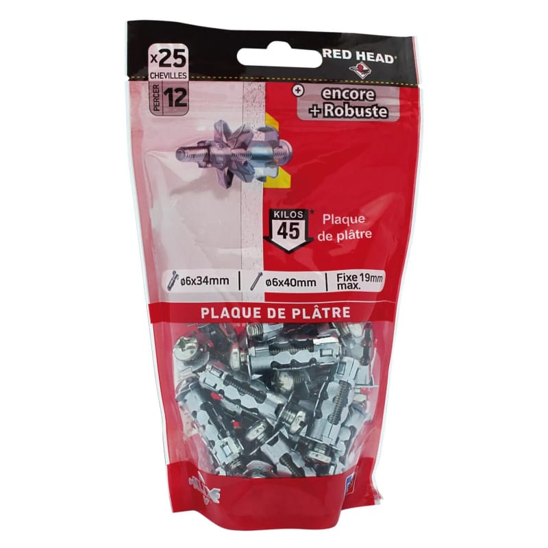 Cheville Klix Ø 6 x 34 mm avec vis / 25 unités - RH