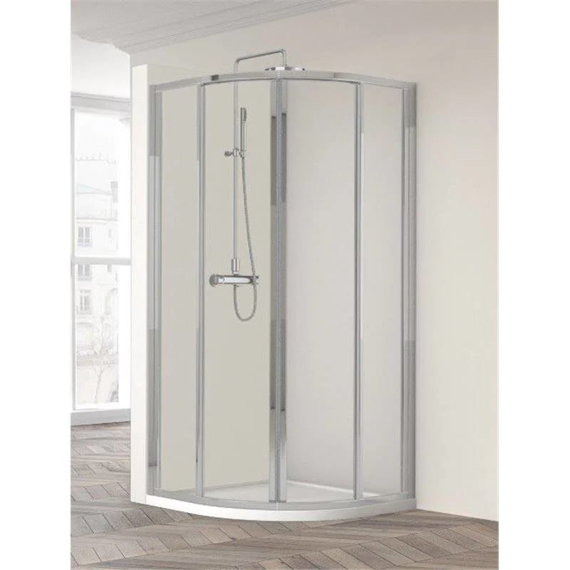 Paroi de douche M arrondie 87 cm 4 panneaux argent agua