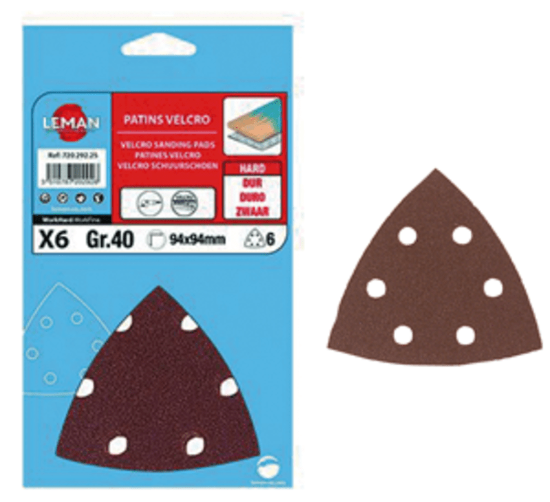 Patin triang. velcro 6 trous 9.4 x 9.4 cm assorti. 20 p