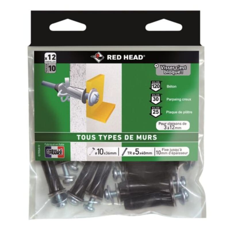 Cheville Xtech Ø 10 x 36 mm avec vis TR / 2 unités - RH