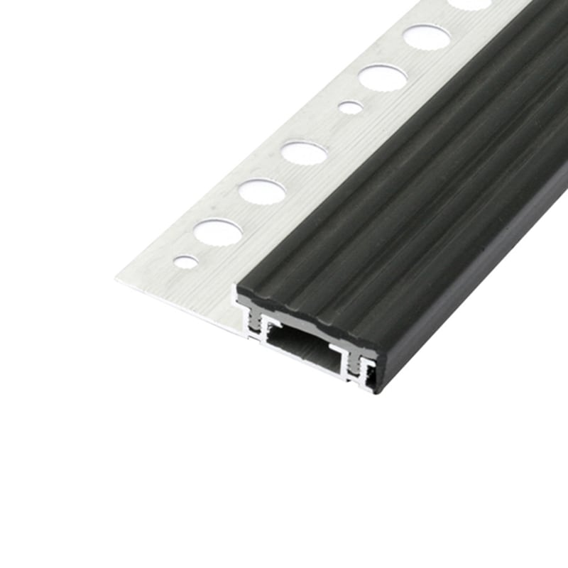 Nez de marche 10 mm aluminium brut bande noire 2.5 m