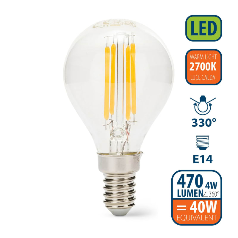 Ampoule Led à filament sphérique E14 4w 2700k - Aslo