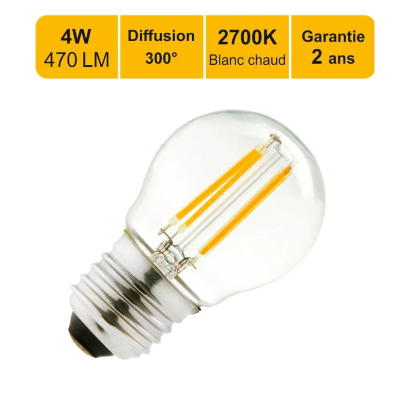 Ampoule Led à filament sphérique E27 4W 2700k - Aslo
