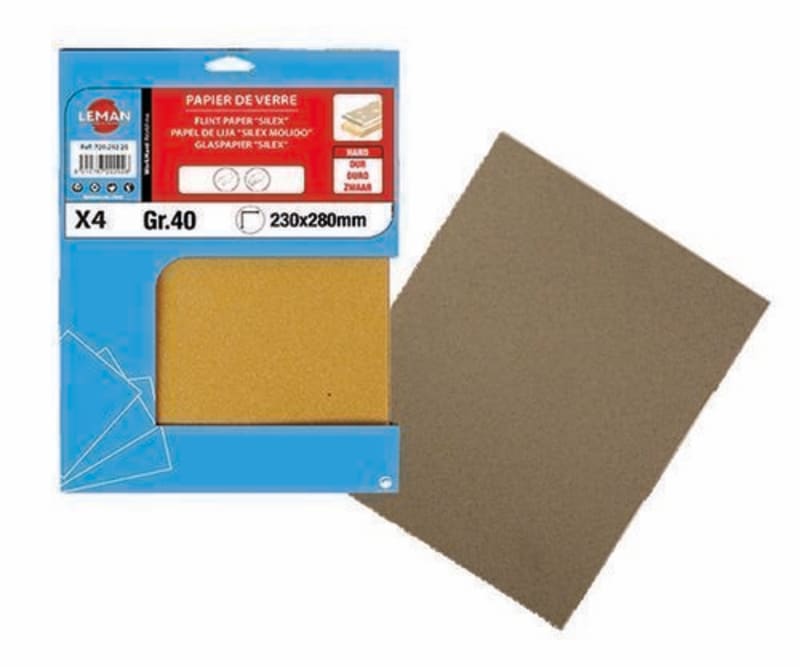 Papier de verre 23 x 28 cm grain 80 / 8 feuilles - Lema