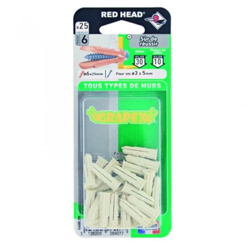 Cheville plate muti-matériaux Ø 6 x 32 mm / SB 25 unité