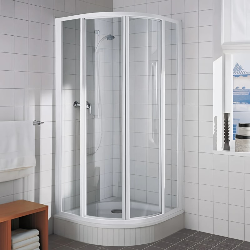 Paroi de douche arrondie 87 cm 4 panneaux blanc transpa