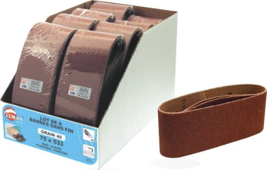 Bande sans fin 7.5 x 53.3 cm grain 40 / 6 pièces - Lema