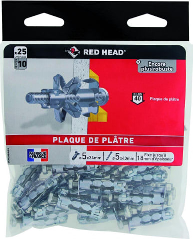Cheville Klix Ø 4 x 33 mm avec vis / 25 unités - RH