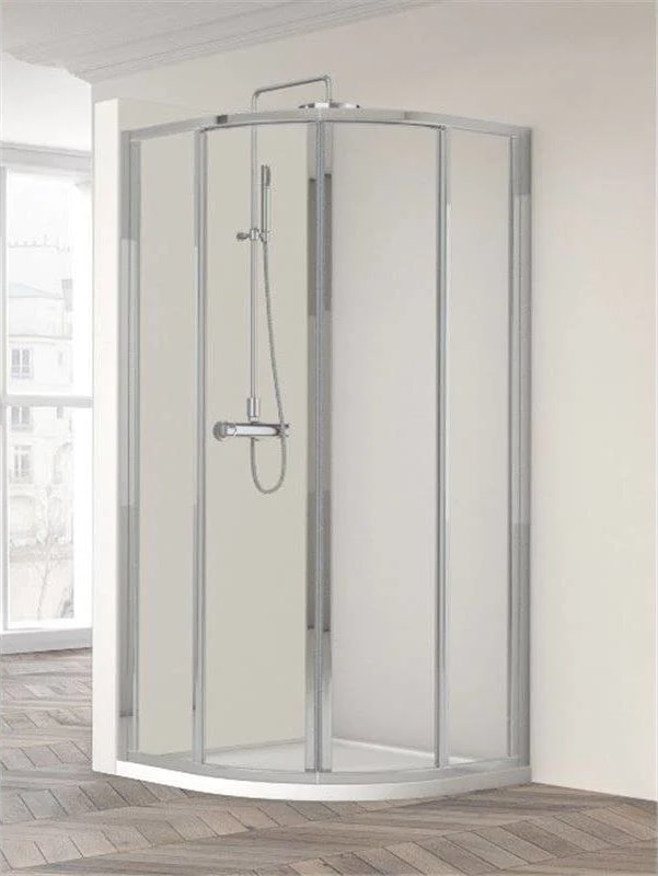 Paroi de douche M arrondie 77 cm 4 panneaux argent tran