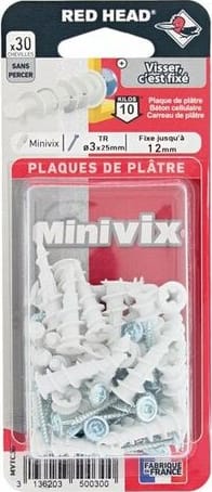 Cheville Minivix Ø 3 x 25 mm avec vis TR / 10 unités - 