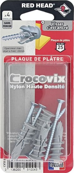 Cheville Crocovix Ø 4,5 x 60 mm avec vis TF / 4 unités 