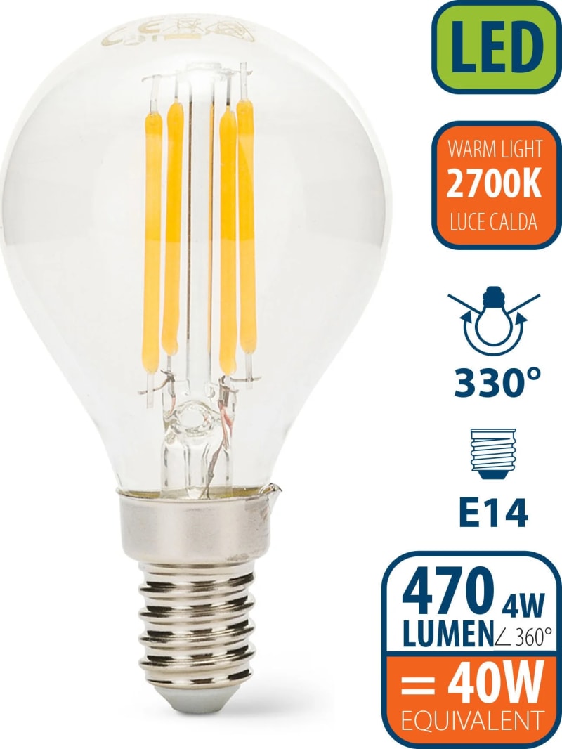 Ampoule Led à filament sphérique E14 4w 2700k - Aslo